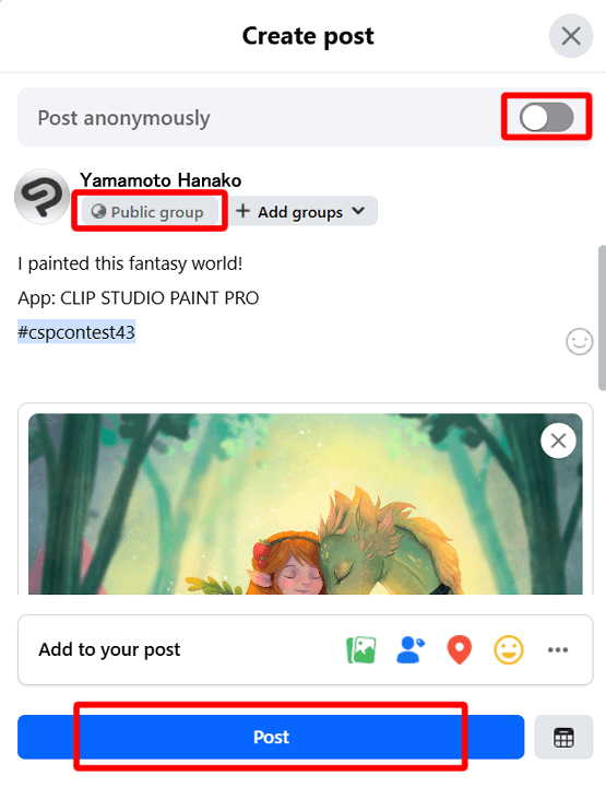 Exemple de participation sur Facebook