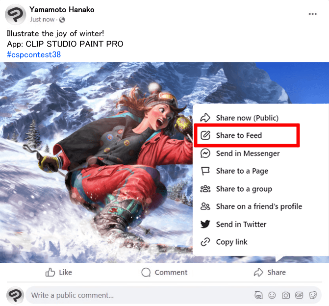 Exemple de participation sur Facebook