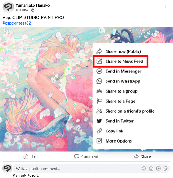 Exemple de participation sur Facebook