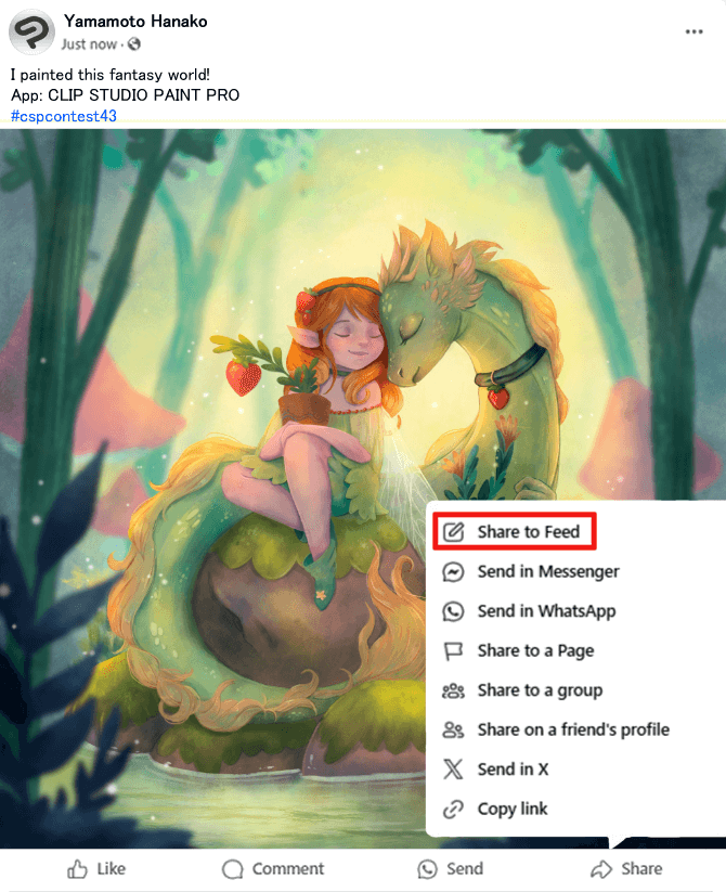 Exemple de participation sur Facebook