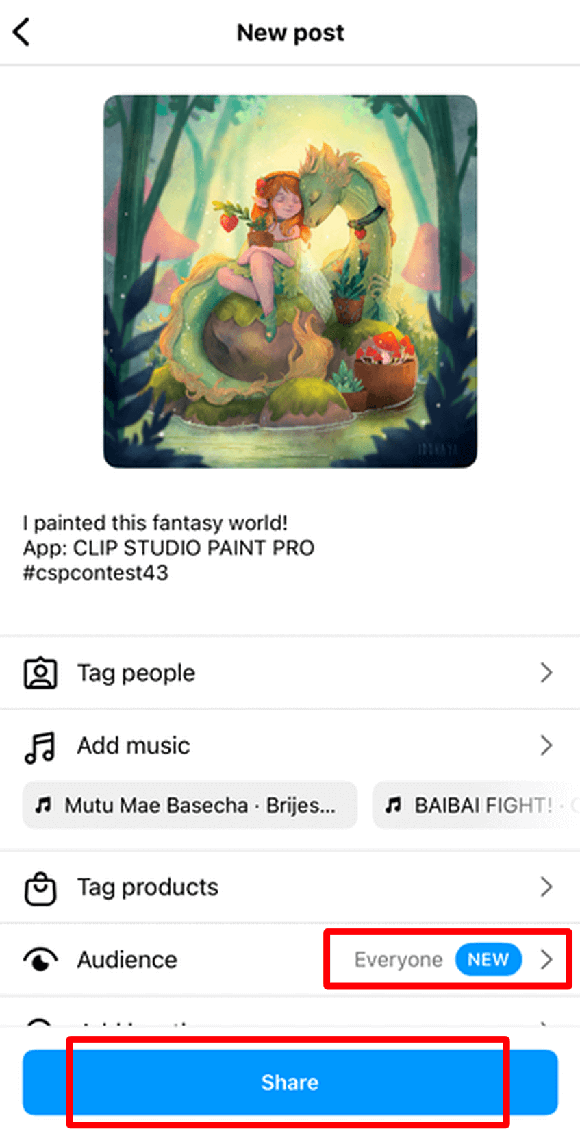 Exemple de participation sur Instagram